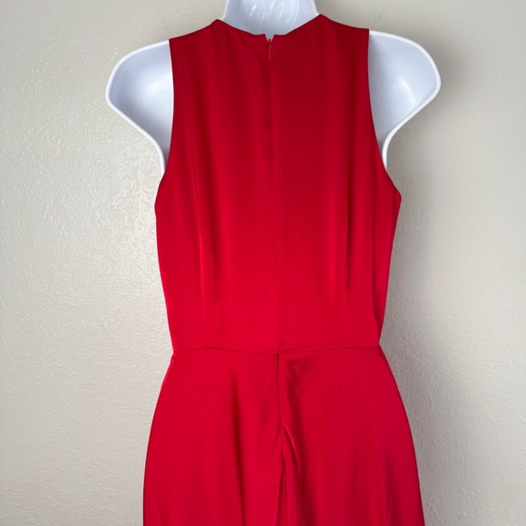 Halogen red v-neck empire waist gown maxi dress satin S - Picture 9 of 13